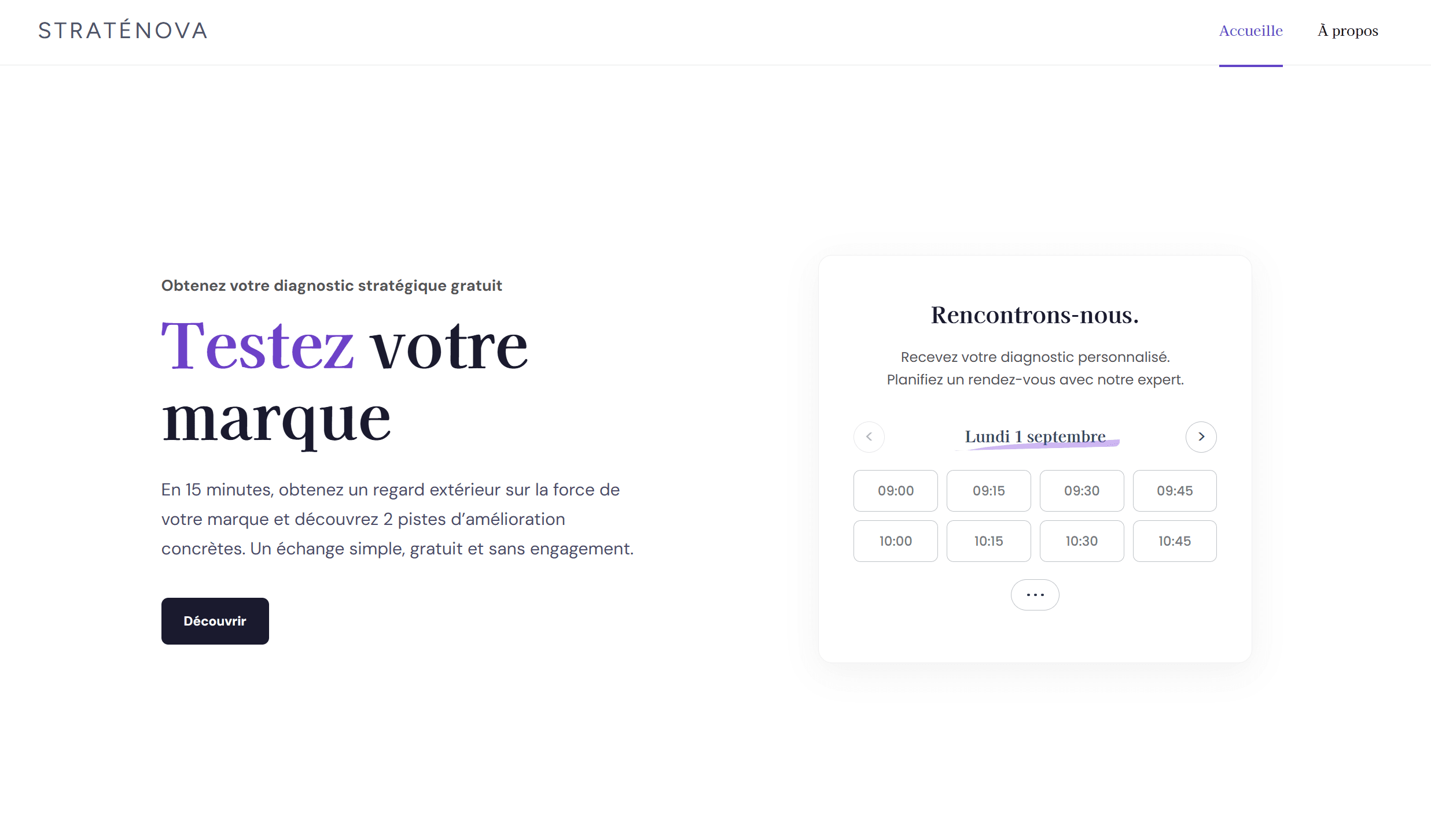 Exemple d'une page de conversion pour prise de rendez-vous